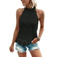 thumbnail image 3 of Women'S Tank Tops Hollow Out Lace Boho Blouse Eyelet Embroidery Sleeveless Tops Shirts Black M, 3 of 9