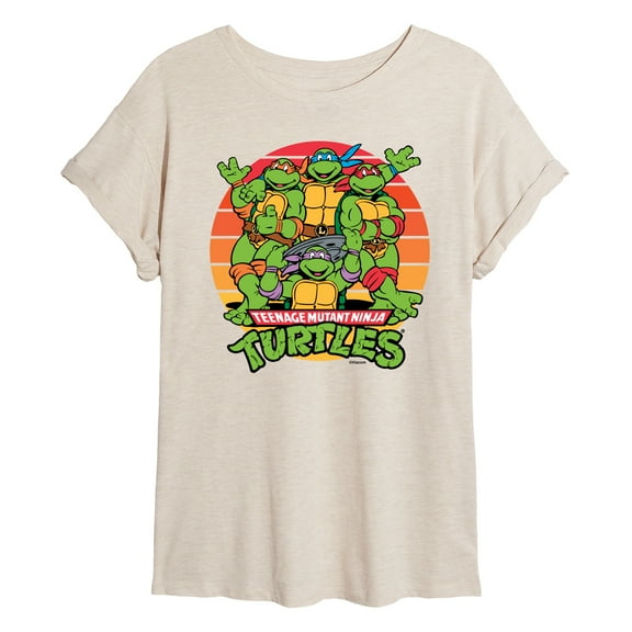 Teenage Mutant Ninja Turtles - Retro Sunset Circle- Juniors Ideal Flowy Muscle T-Shirt