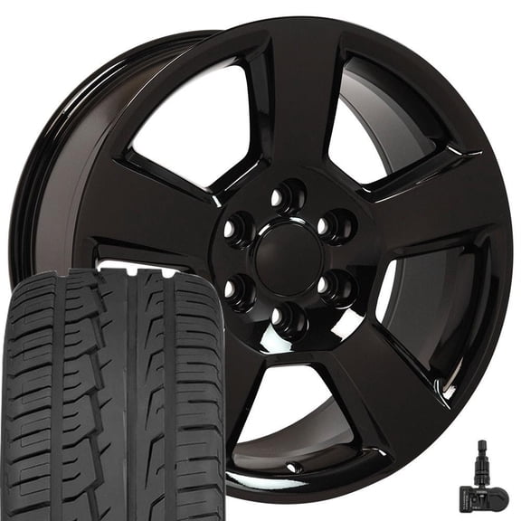 OE Wheels CV76 20 Inch Rims and Tires Fit Tahoe Style 6x139.7 20x9 Gloss Black - Hollander 5652 - iMove Gen 2 275/55-20 (Set of 4)