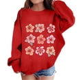 thumbnail image 1 of Aocisk Chandail à Capuchon pour Filles, Haut à Enfiler pour Tout-Petits, Tenue Décontractée, Rouge, 5-6 Ans, 1 of 4