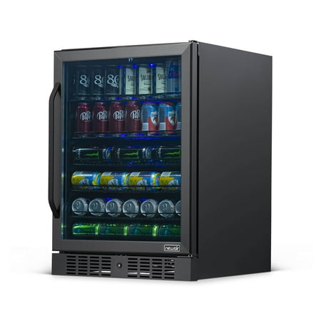 NewAir - 177-Can Built-In Beverage Cooler with Precision Temperature Controls and Adjustable Shelves - Black Stainless Steel