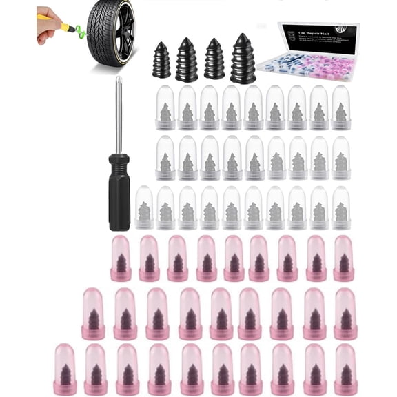 60pcs Tire Repair Kit Screw Plug Patch Flat Rubber Type Damaged Nails Fix Car Tirefix Heavy Duty Quickfix Mushroom Self Sealing Tyre Motorcycle Reparation Metal Holes Portable Vacuum Screwdriver
