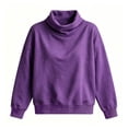 thumbnail image 4 of VEKDONE Womens Turtleneck Sweatshirt Fall Drop Shoulder Long Sleeve Sweatshirt Trendy Loose Fit Lightweight Pullover Tops Solid Color Casual Shirts Purple L, 4 of 6