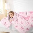 thumbnail image 3 of Erosebridal Kawaii Pink Ribbon Bowknot Girl Twin Comforter Sets 3-Piece,Teens Kids Love Heart Letter Monogrammed B Bedding Set,Pink Reversible, 3 of 6