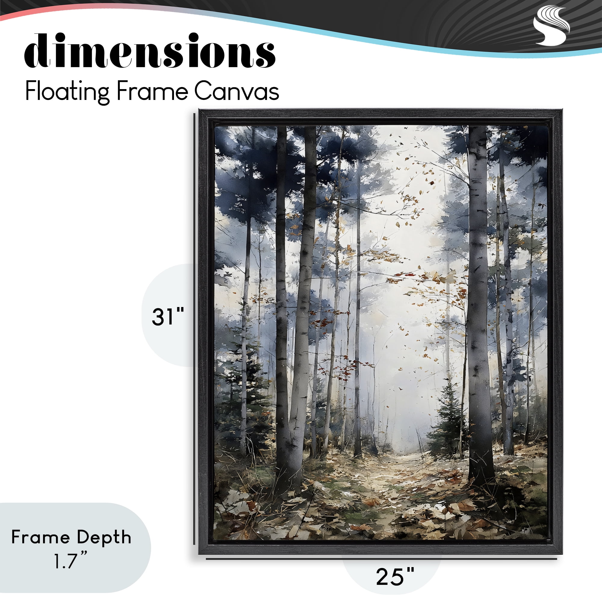 Stupell Industries Cold Woods Birch Forest Black Framed Floater Canvas Wall Art, design by Franklyn Gregory