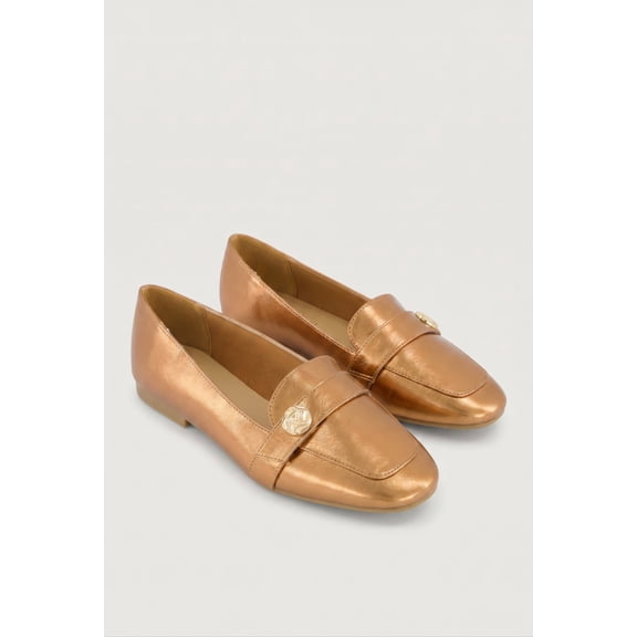 Women's Metallic Detail Almond Toe Loafers