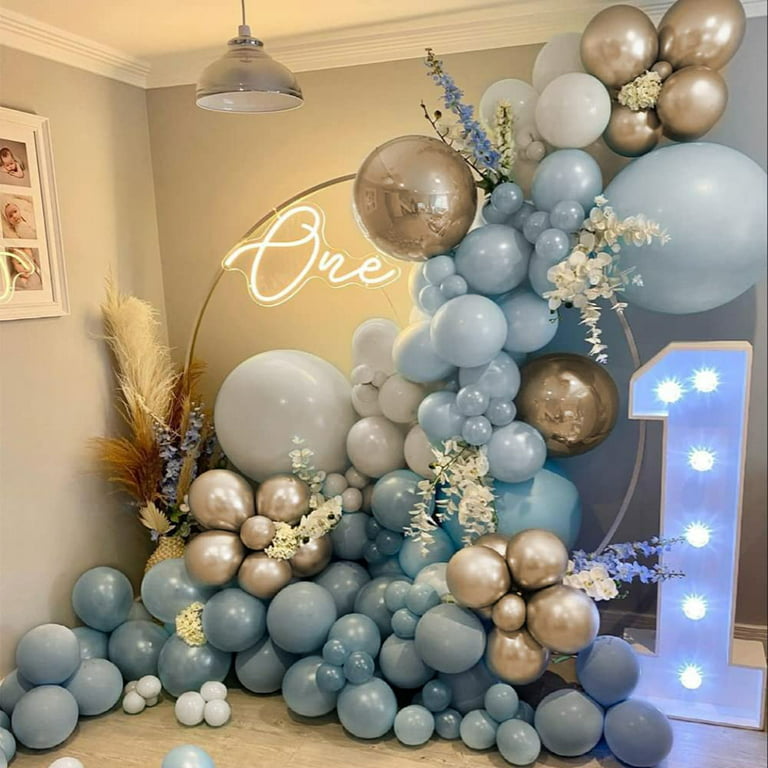 Ayuqi Pastel Birthday Decorations, Party Balloons Decoration Pastel Sky Theme with Happy Birthday Banner, Sky Foil Balloons, Star Balloon Arch Garland