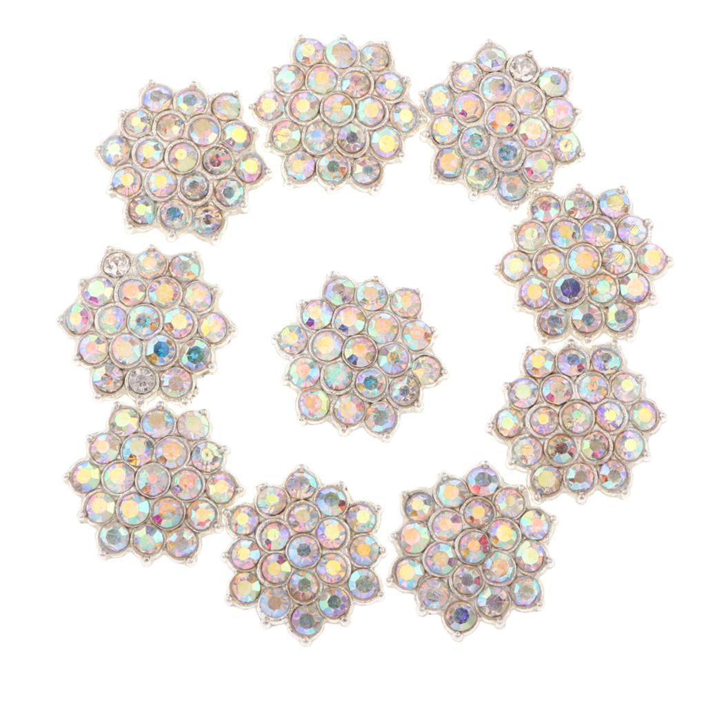 10pcs Crystal Diamante Pearl Flatback Embellishment Wedding Favours Decor 15mm 