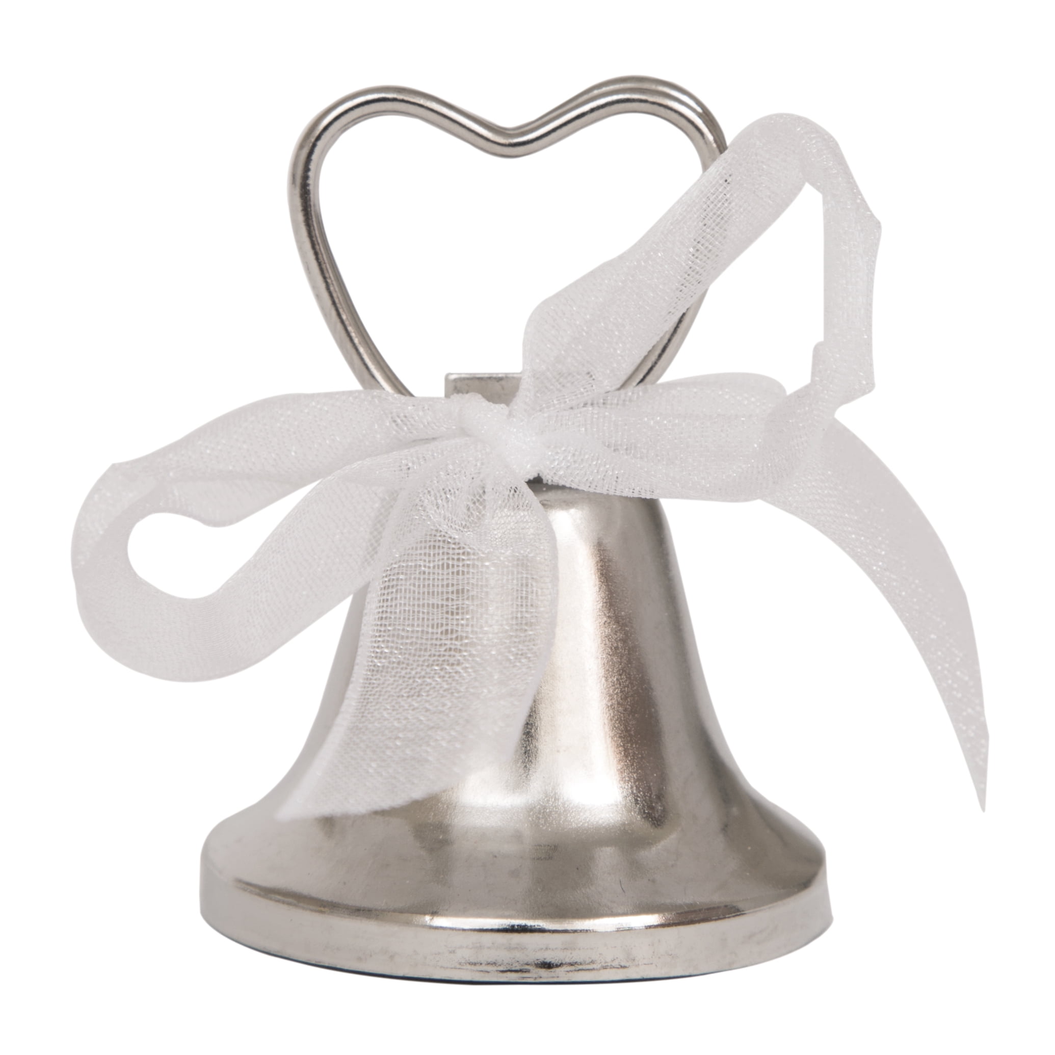 48 Silver Heart Kissing Bell Place Card Photo Holder Bridal Wedding Favor 