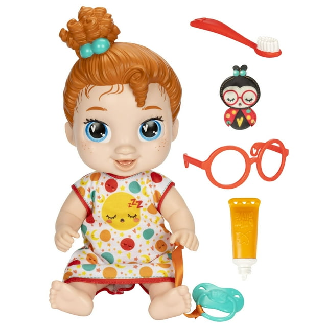 Baby Alive Lil Dreamer Dottie Doodle Sleepy Baby Doll Set, Red Hair, Fun Sleepover Theme, Preschool Toys for Girls & Boys 3 Years & Up