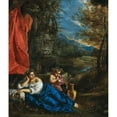 thumbnail image 3 of Pier Francesco Mola 12x14 Black Modern Framed Museum Art Print Titled - Flora and the Infant Bacchus in a Wooded Landscape, 3 of 5