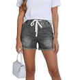 thumbnail image 3 of ZIXKCGDSE Denim Shorts Women Drawstring Elastic Waist Jean Shorts with Pockets Going Out Size M, 3 of 4