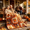 thumbnail image 5 of Clearance! Fall Decor, Fall Decorations for Home, Fall Pumpkin Maple Plaid Flannel Throw Blanket Sofa Bed Decor, 5 of 7