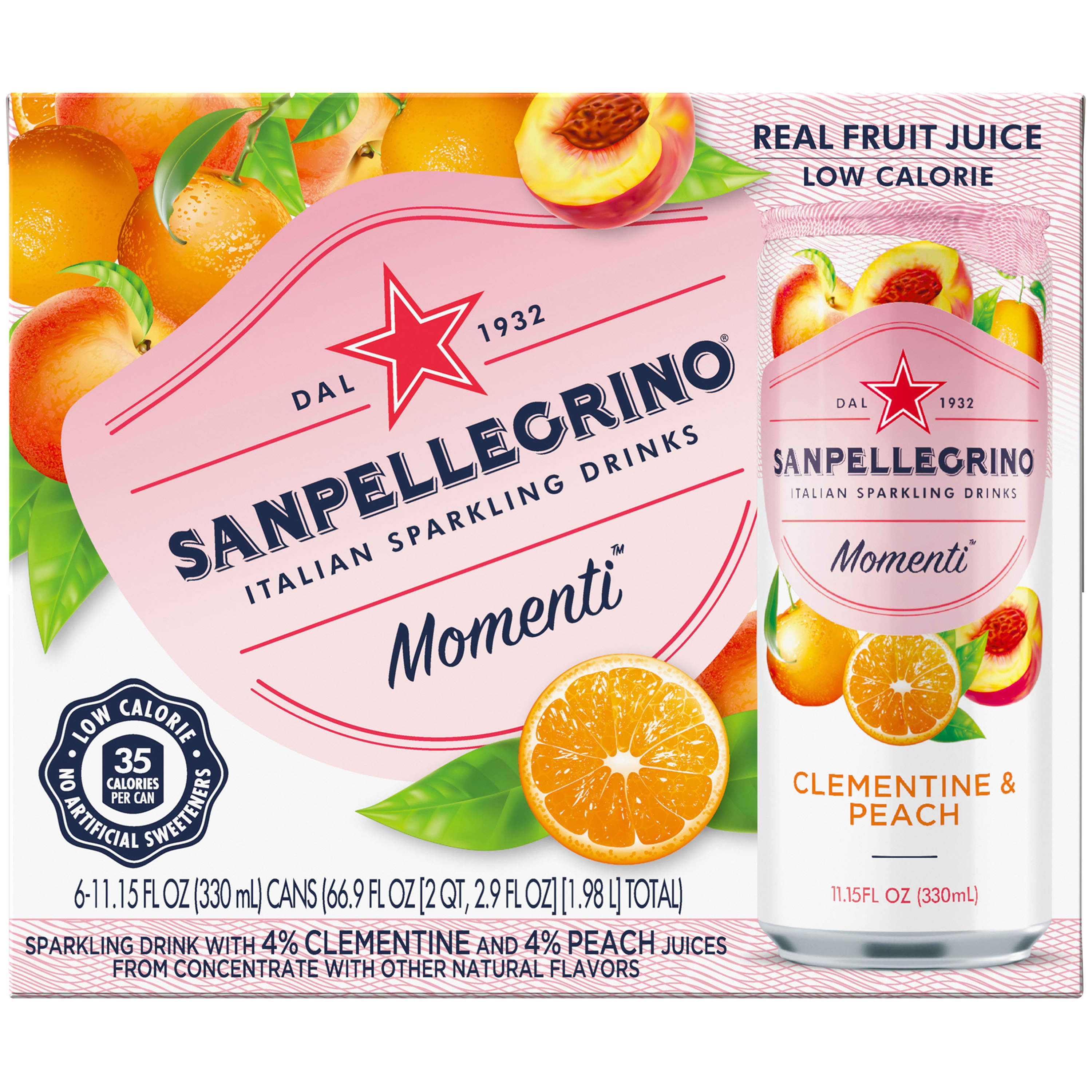 san pellegrino momenti clementine & peach cans san pellegrino momenti clementine & peach cans