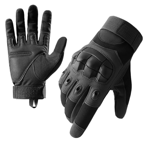 Xfvqtps Mens and Womens Motorcycle Gloves Thickened Hook Adjustable Hard Knuckle Protection Windproof Waterproof Outdoor Hiking Training Shooting Road Cycling Gloves Black