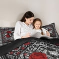 thumbnail image 4 of Erosebridal Chic Butterfly Full Size Comforter Sets, Bohemian Aztec Mandala Bedding Sets, Black Gray Red, Black Reversible 3 Pieces, 1 Comforter and 2 Pillowcases, 4 of 6
