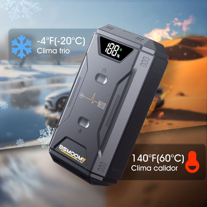 BSMOOM 6000A Peak Portable Car Jump Starter for Up to 5.5 Gas and 8.0 Diesel Engines, 12V Car Jumper Starter Battery Pack with LED Light, LCD Screen, USB-C & QC 3.0 Fast Charging
