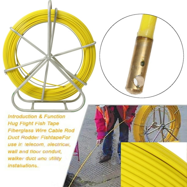 150M Fish Tape Fiberglass Wire Cable Run Rod Duct Rodder Fishtape