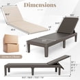 thumbnail image 3 of Gymax Lot de 2 Chaises Longues de Patio, Fauteuils Inclinables avec Dossier Réglable à 3 Positions et Coussin, Brun et Blanc, 3 of 7