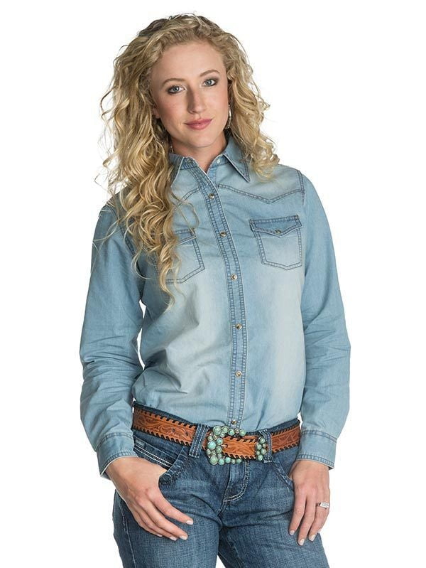 wrangler denim shirt womens