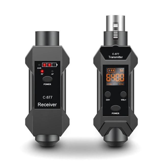 Tholdsy Transmisor de micrófono de 6,5 mm con adaptador Puesta en escena Micrófono recargable Sistema inalámbrico de largo alcance portátil Cables de audio/vídeo