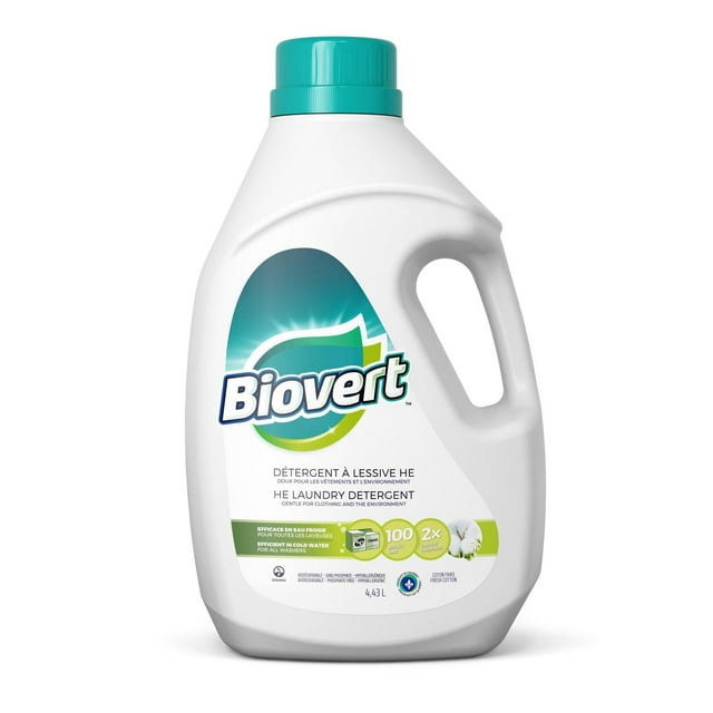 BIOVERT Fresh Cotton HE Laundry Detergent Ecologo Certified, 4.43 Litres, 100 Wash Loads