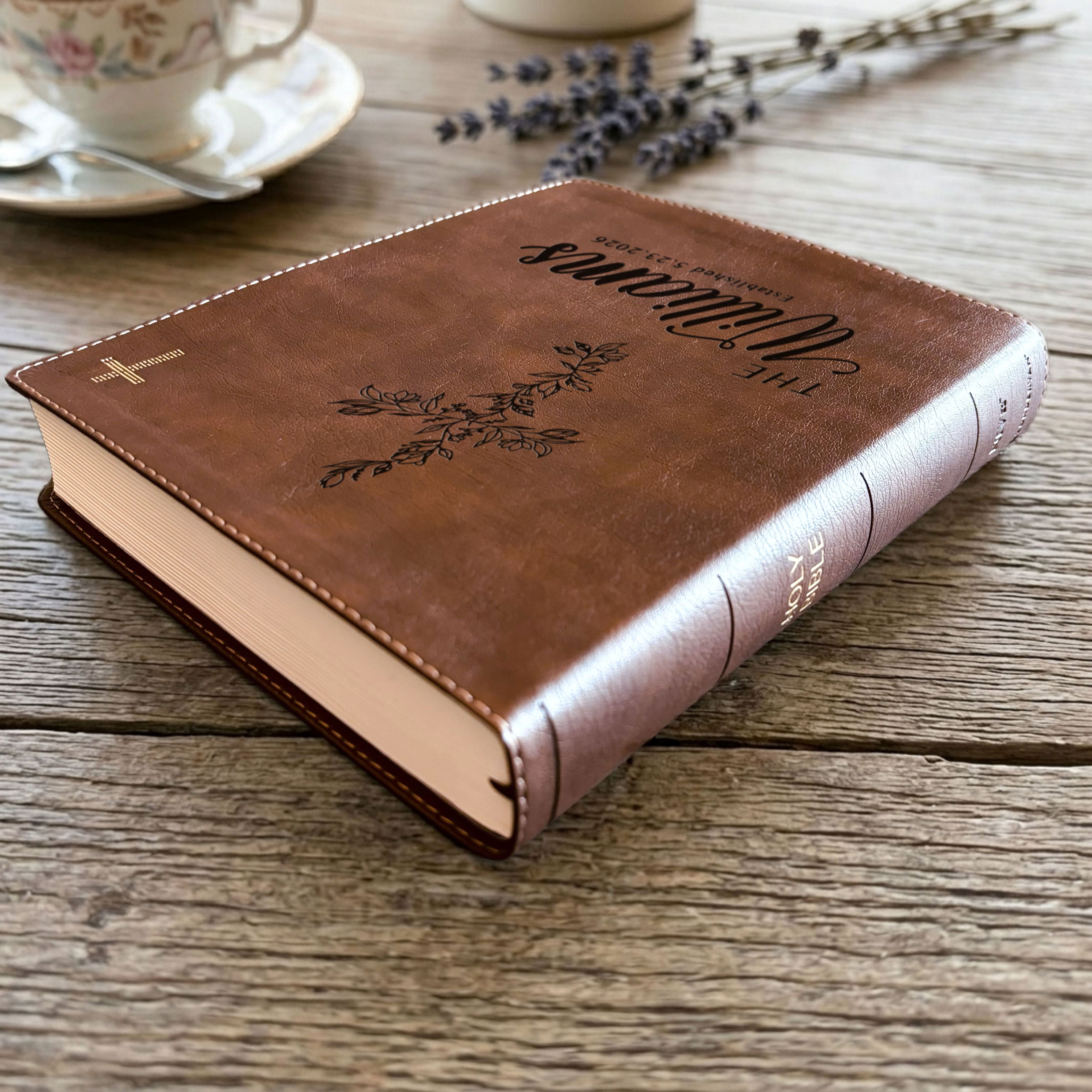 Personalized NIV Journaling Family Bible Set, Wide Margin Red Letter Edition, Custom Engraved Name, Includes Tabs & Highlighters, Wedding Keepsake