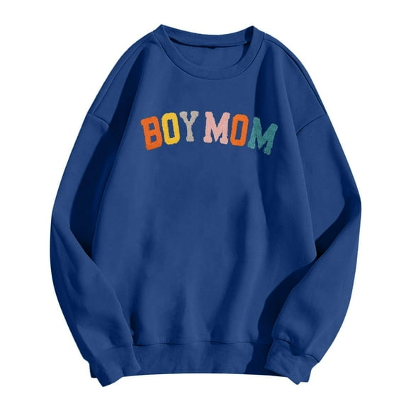 Boy Mom Sweatshirt Women Mama Sweatshirt Mom Life Pullover for Mom Hoodie Mom Mode Crew Neck Pullover Ladies Sweat Jacket Baggy Long Sleeve Sweater Women Cat Sweatshirts for Women Comfortable