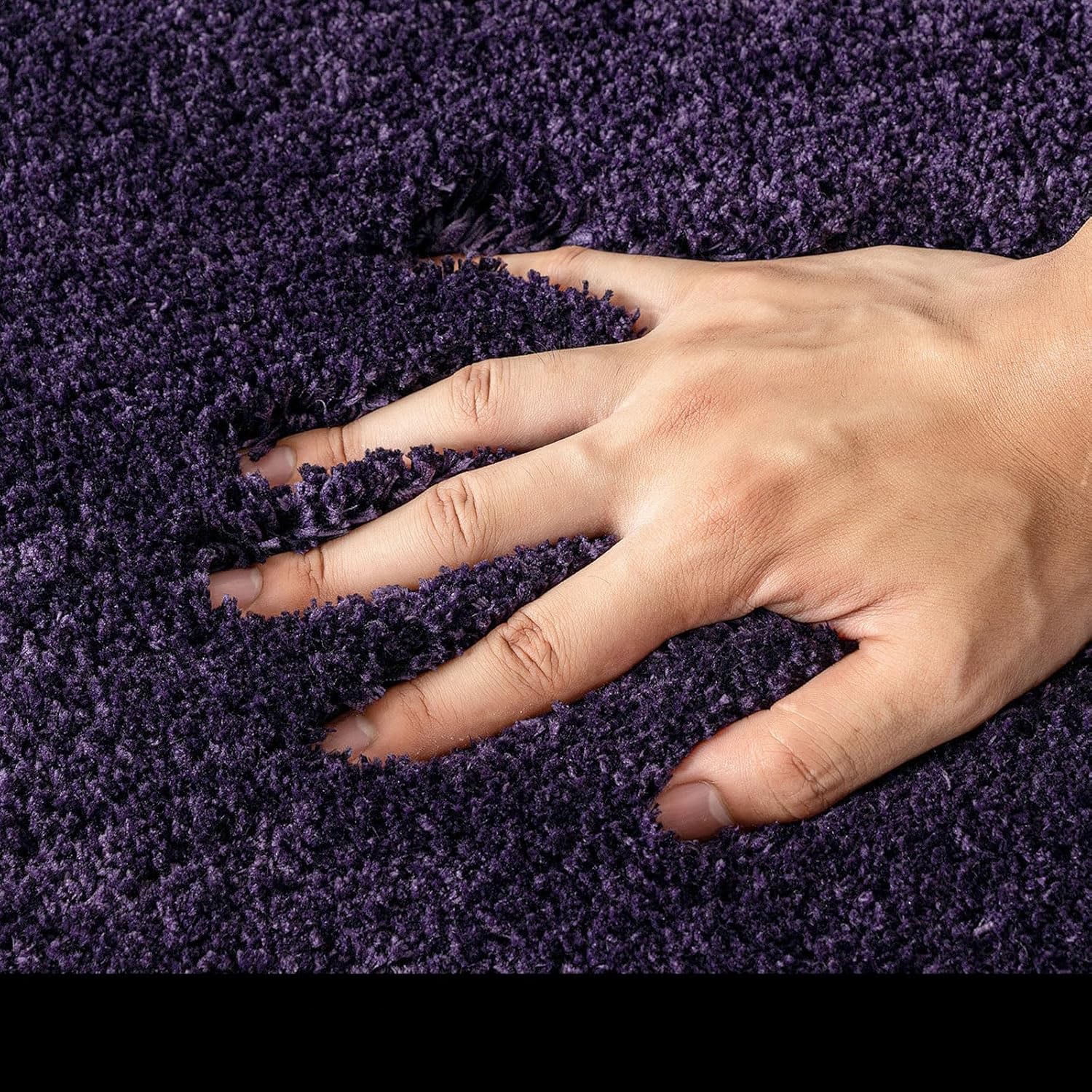 Dark Purple Bathroom Rugs, Soft Absorbent Microfiber Non Slip Quick Dry Fluffy Bath Mats for Bathroom Floor Tub Showers, Machine Washable