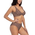 thumbnail image 6 of PAYOHTO Women's Cross Front Bikini Set with High Elasticity Soft Padding Coffee Coloured Flowers Bathing Suit Crop Top Swimsuit, 6 of 9