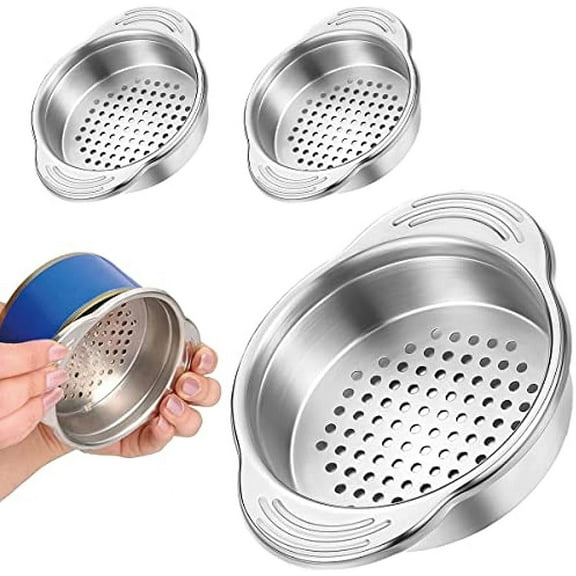 3PCS Tuna Can Strainer Stainless Steel Canning Colander Lid for Food Can, Oil Drainer Liquid Sieve Remover