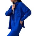 thumbnail image 2 of Conjuntos Casuales de Mujer para Estar en Casa, Camisas de Larga con Botones y Pantalones de Pierna , Chándal Azul XL, 2 of 8