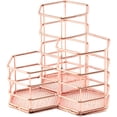 thumbnail image 4 of Metal Rose Gold Pencil Holder Triple Mesh Holder Round Iron Metal Pen Holder Fashion Pen Holder Organizers Fashion Openwork Pen Holder, Pencil And Brush Storage, 4 of 5