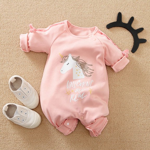Baby Girl Long Sleeve Romper with Bow – Soft Cotton