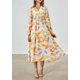 thumbnail image 4 of Vestido PRETTYGARDEN Floral Midi con Escote en V y Manga Larga M, 4 of 6