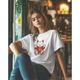 thumbnail image 5 of Women's T-Shirts, Lucky Cat Animal Kitten Cotton Crewneck Tee Short Sleeve Casual Tops Loose Graphic T-Shirt White, M, 5 of 7