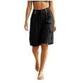 thumbnail image 2 of Dxzfnsa Bermuda Cargo Denim Shorts for Women Knee Length with Pockets Elastic Waist Long Jorts for Summer Casual S-2XL, 2 of 8