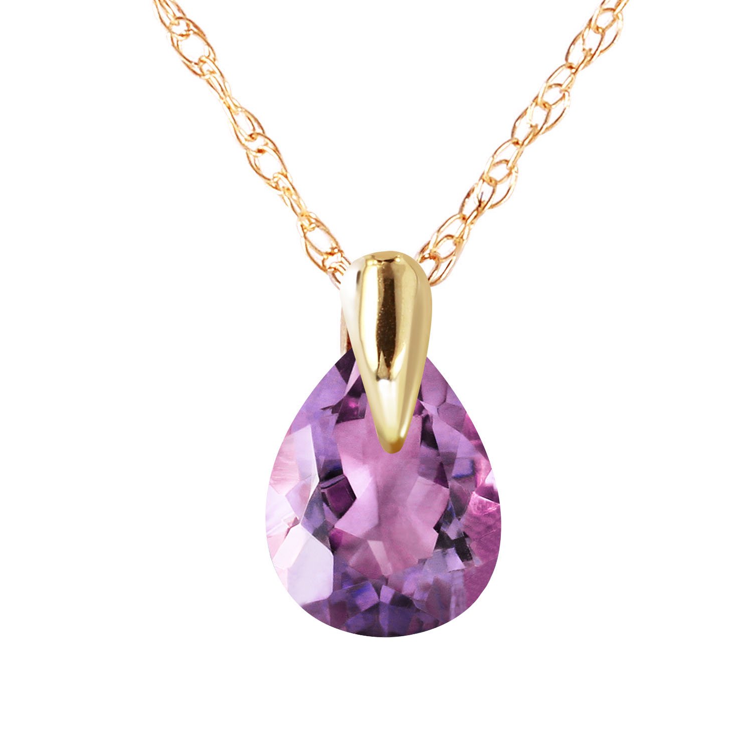 Galaxy Gold 14K Solid Gold 0.68 Carat Natural Amethyst Pendant Necklace for Women - Yellow Gold Fine Jewelry