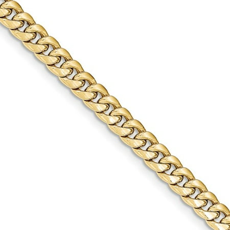 Mens Gold Figaro Bracelet - 14k Yellow Gold 7in Hollow Miami Cuban Chain Bracelet