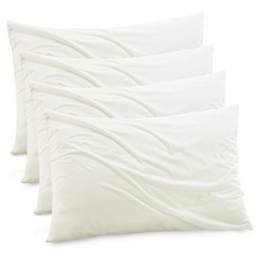 Gogreen Bamboo Rayon Waterproof Pillow Protector, Breathable Pillow Cover, Cooling Pillow Case Protector with Zipper, Super Soft Pillow Case Cover with Zipper (4 Packs, Standard 20"x26", Beige)
