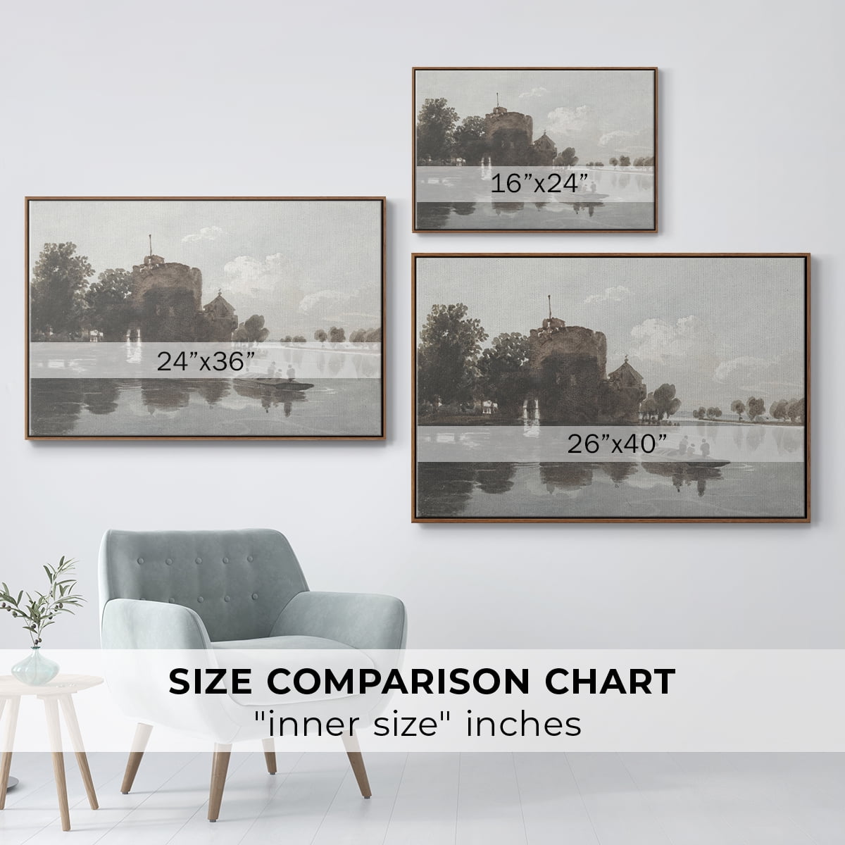 Vintage Landscape-CCCXLIV By Wexford Home Framed in Walnut Wood Gallery Wrapped Canvas 27 in. x 41 in.