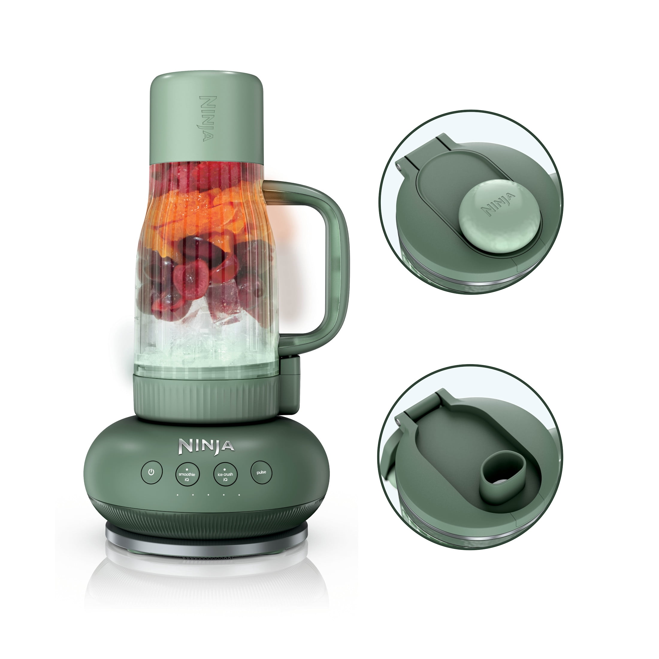 Ninja BlendBOSS 24-Oz Personal Blender, for Smoothies & Frozen Drinks, Travel Tumbler with Leak Proof Lid and Chug Spout, Auto-iQ Technology, 1200 Peak Watts, DB300GN1 Sage Moss