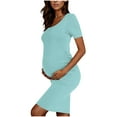 thumbnail image 6 of Frwgonr Maternity Dresses Mint Green Short Sleeve Maternity Dress Ruched Pregnancy Clothes S-XL, 6 of 6
