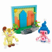 Pokmon Mega Construx TOWN SCENE Set (139 pc HTJ03) Meowth and Mime Jr.