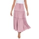 thumbnail image 1 of Gibobby faldas para mujer Falda maxi bohemia de cintura alta elástica para mujer Faldas largas con volantes en línea A(Rosa， M), 1 of 5