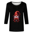 thumbnail image 5 of Feancey 3/4 Sleeve Tunic Tops for Women Plus Size Casual Valentine Shirt Funny Gnome Printed Crewneck Tees Loose Fit Dressy Work Blouse Black 3XL, 5 of 6