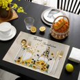thumbnail image 3 of Yellow Sunflower Placemats Set of 6, Gnomes Elegant Pastoral Vintage Art Rustic Placemats for Dining Table, Place Mats for Kitchen Tabletop, Waterproof Wipeable Dining Table Mats Set, 3 of 9