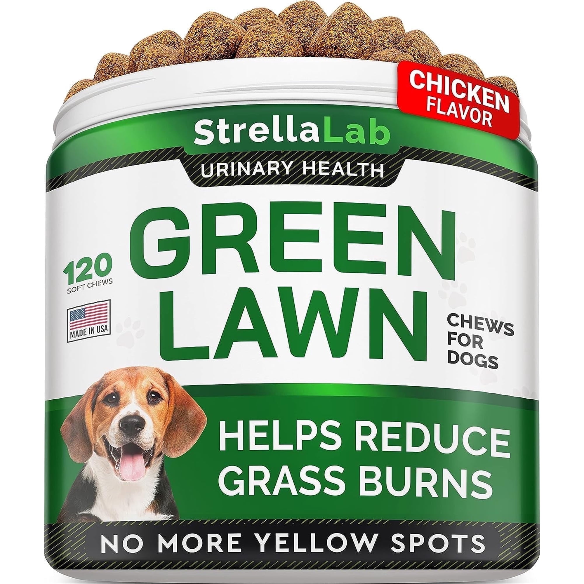 StrellaLab Grass Burn Spot Chews for Dogs - Urine Neutralizer for Lawn Repair - 120 Soft Chews