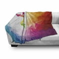 thumbnail image 3 of Teen Room Soft Flannel Fleece Throw Blanket, Fractal Soccer Player Hitting the Ball Polygonal Abstract Illustration, Cozy Plush for Indoor and Outdoor Use, 60" x 80", Multicolor, by Ambesonne, 3 of 6