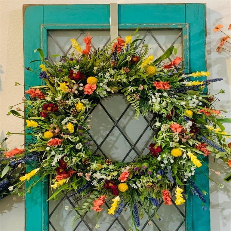 SeekFunning Texas Wildflower Wreath, Front Door Decoration, Spring